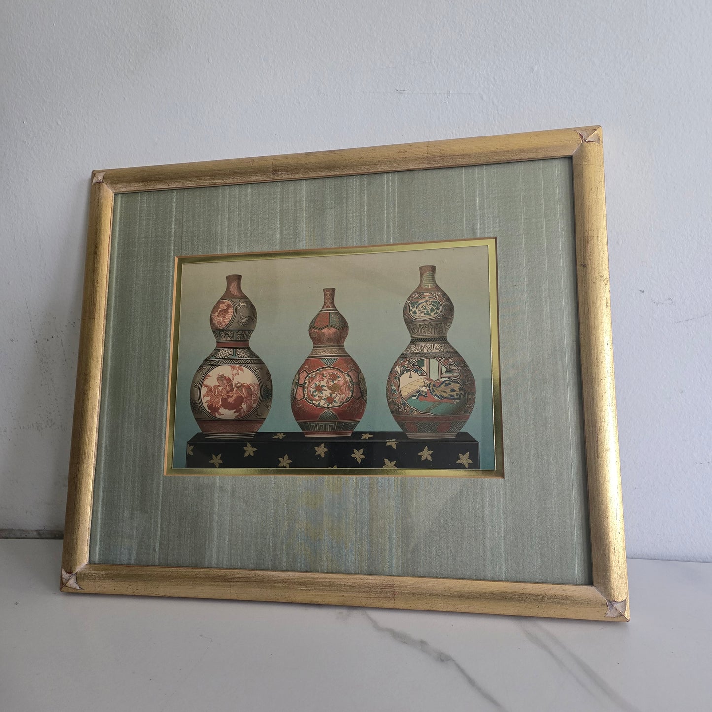 Original Old Lithograph Ceramic Gourd