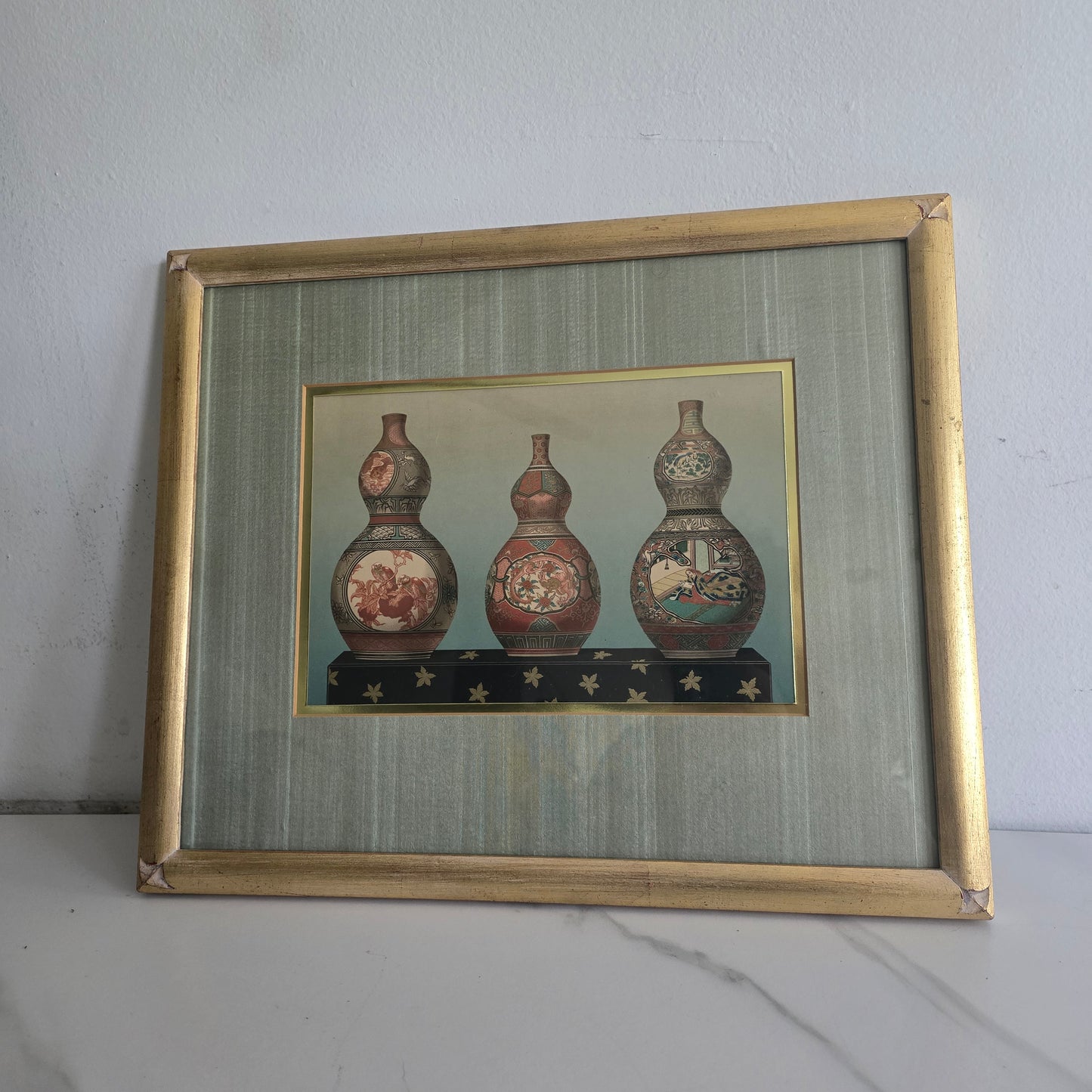 Original Old Lithograph Ceramic Gourd
